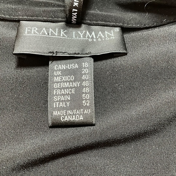 FRANK LYMAN Jersey Knit One Button Black Long Line Cardigan Sz 18 MADE IN CANADA - Picture 4 of 7